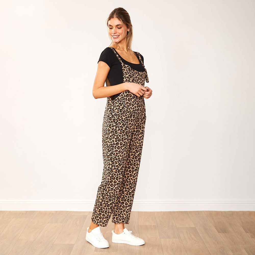 Ashley Dungaree in leopard print – women's dungarees – view 5
