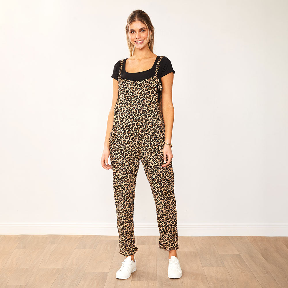 Ashley Dungaree in leopard print – women's dungarees – view 7