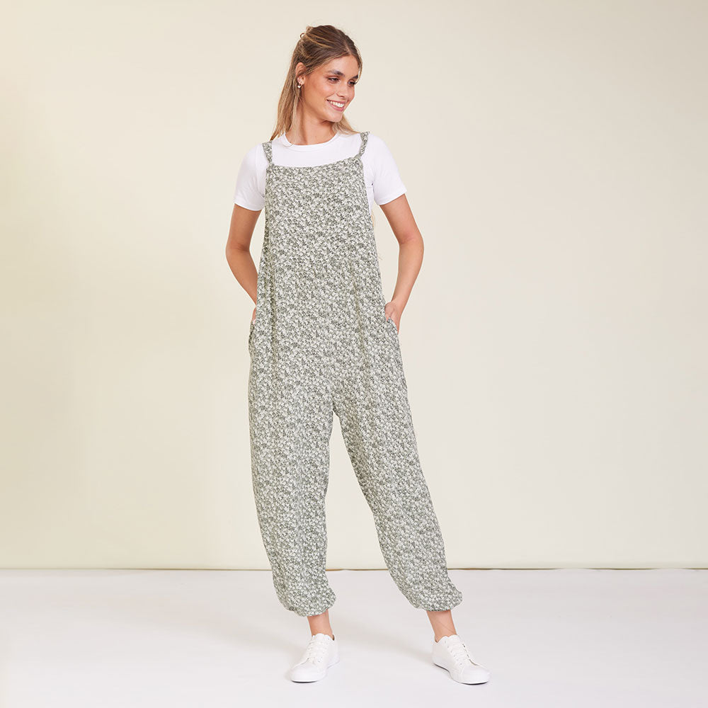 Eden Jumpsuit (Khaki Floral)