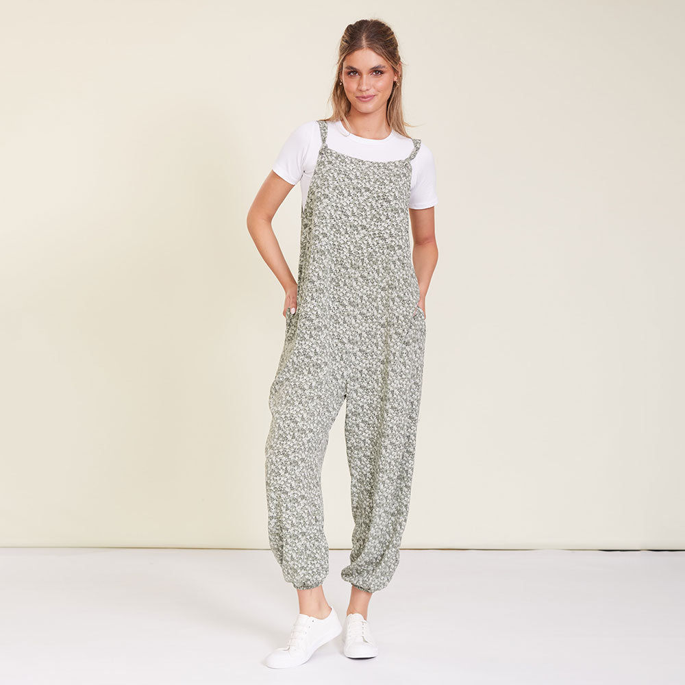 Eden Jumpsuit (Khaki Floral)