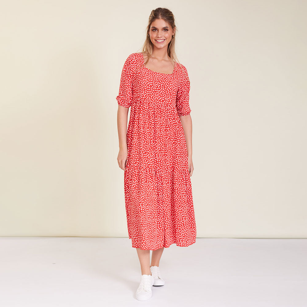 Delta Dress (Red Floral)