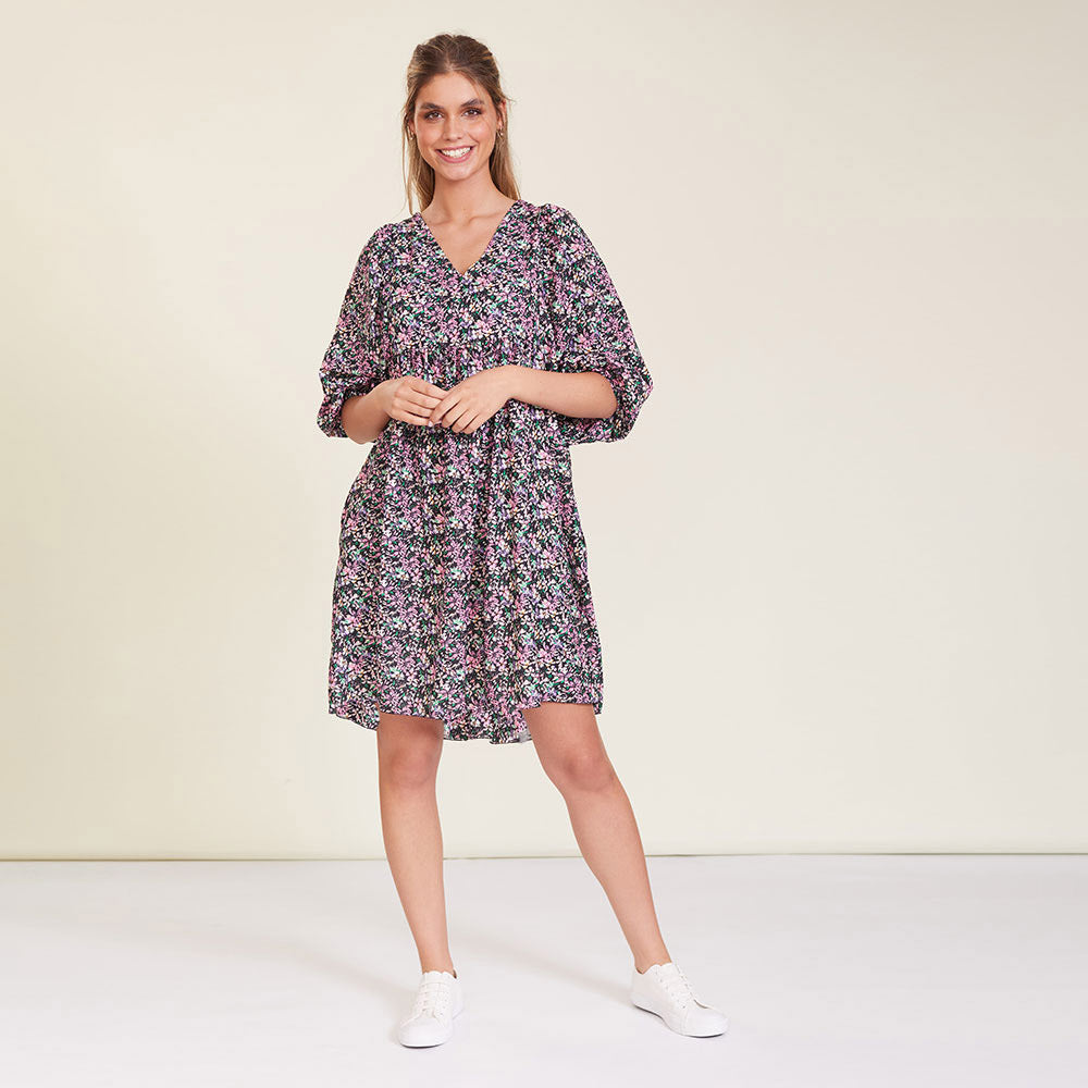 Alyssa Dress (Black Floral) - The Casual Company