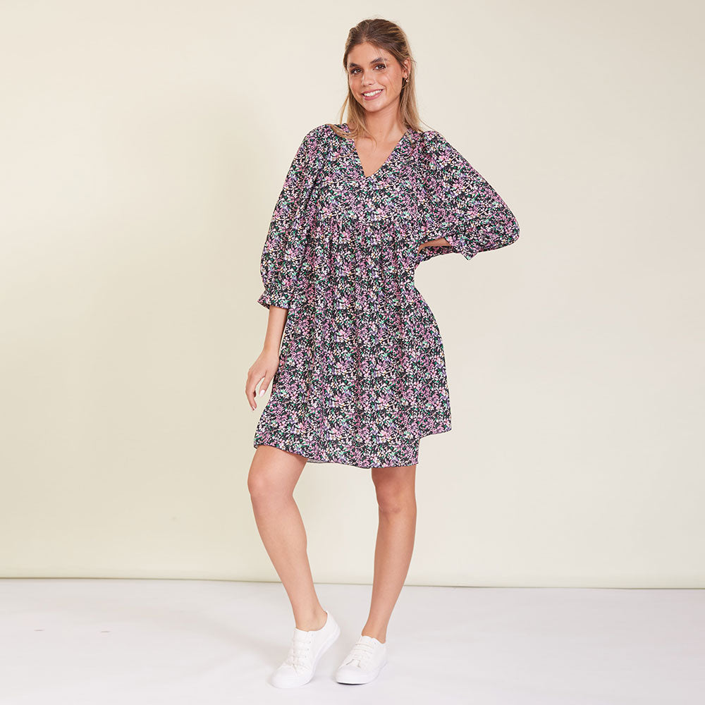 Alyssa Dress (Black Floral) - The Casual Company