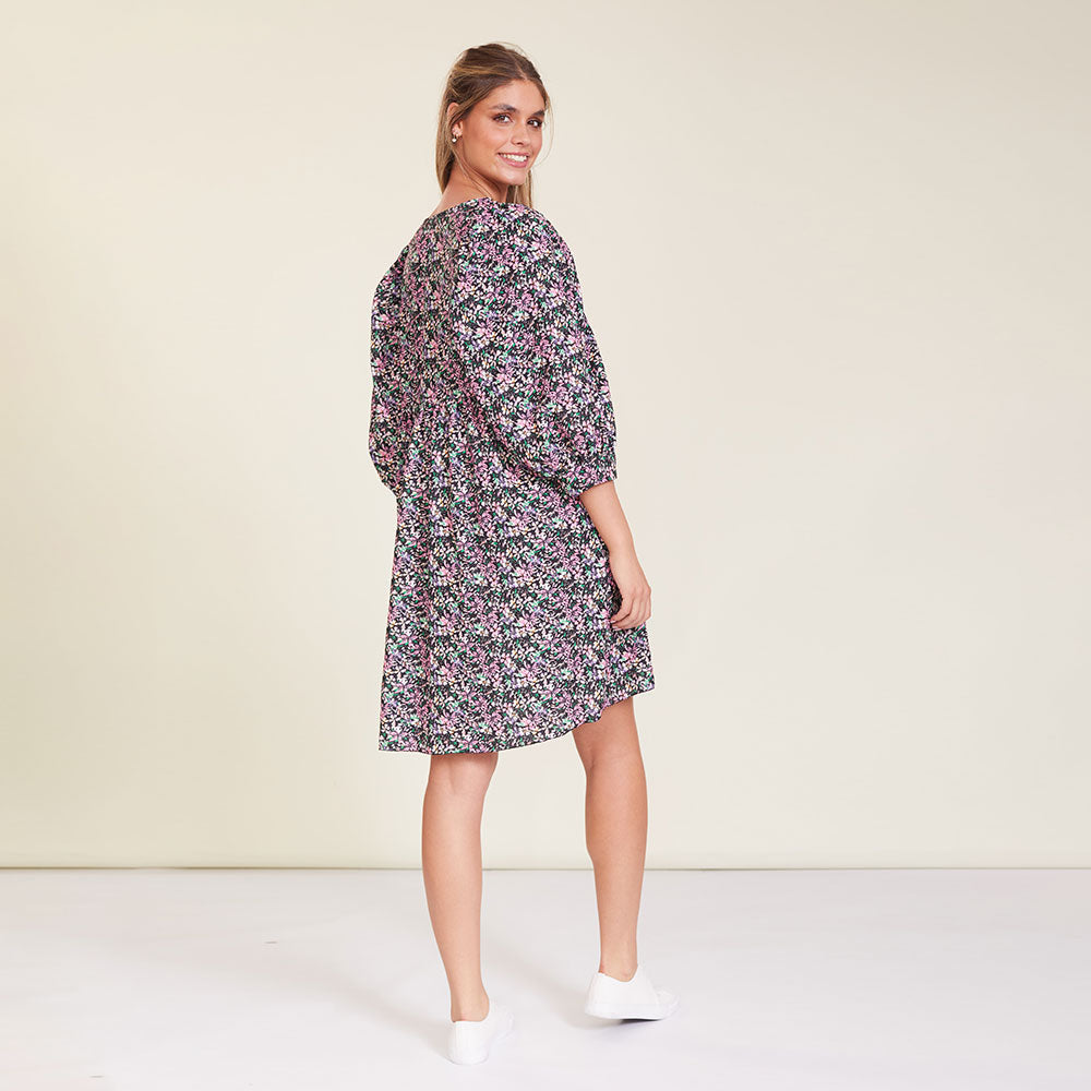 Alyssa Dress (Black Floral) - The Casual Company