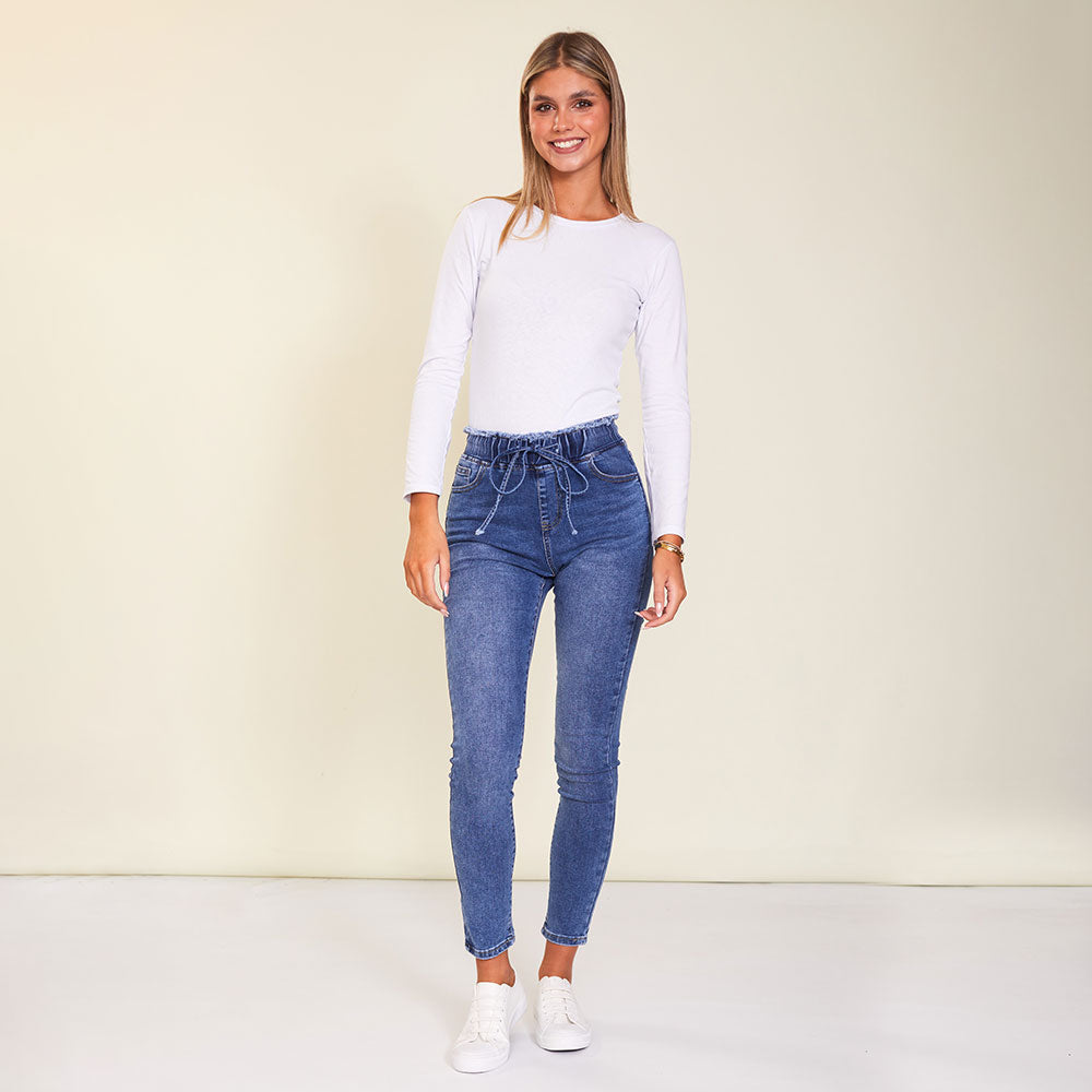 Dana Drawstring Classic Jeggings (Blue)