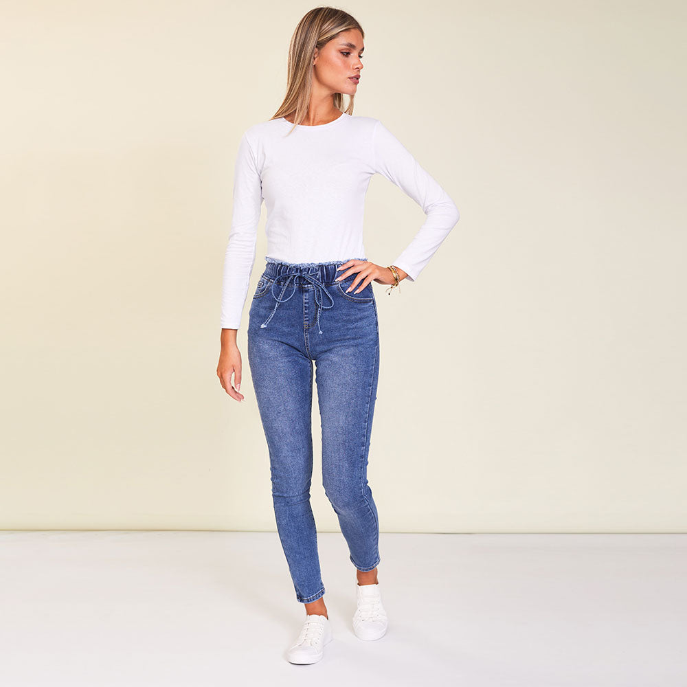 Dana Drawstring Classic Jeggings (Blue)
