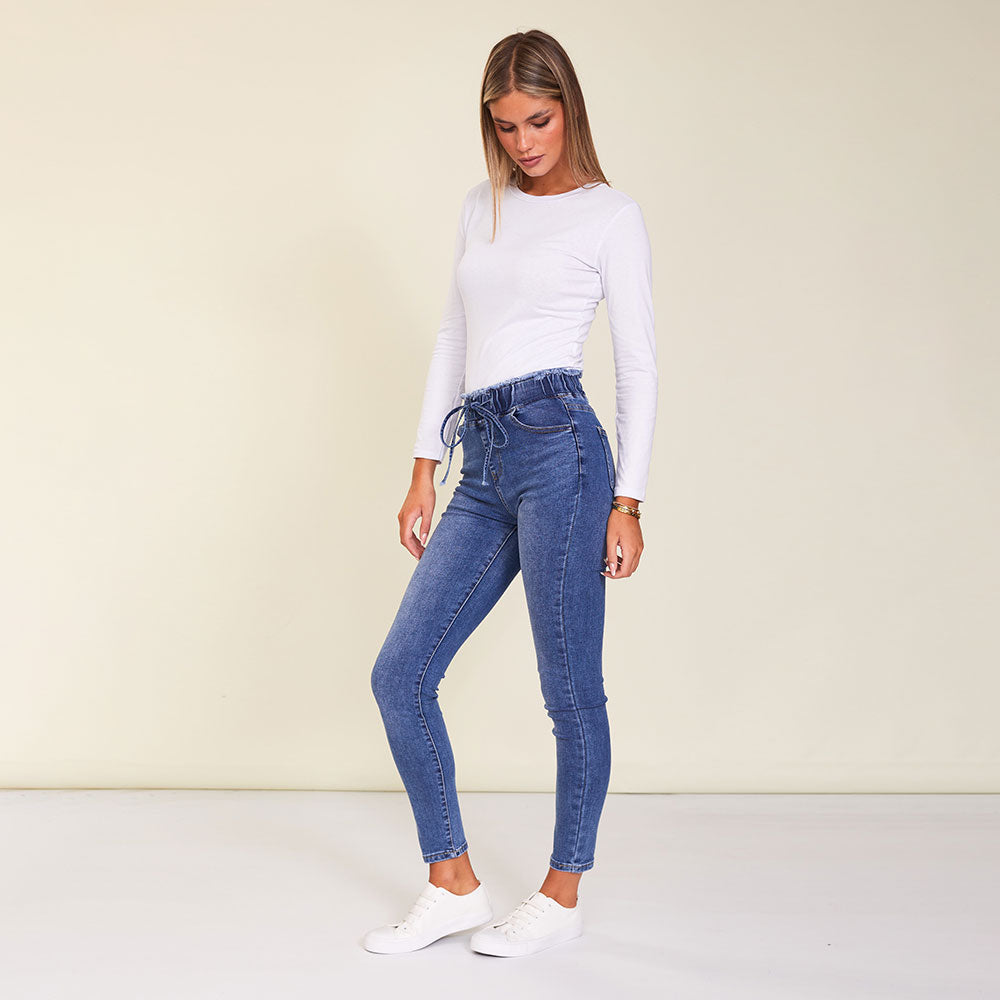 Dana Drawstring Classic Jeggings (Blue)