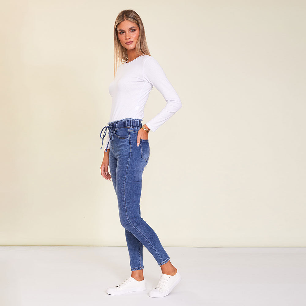 Dana Drawstring Classic Jeggings (Blue)