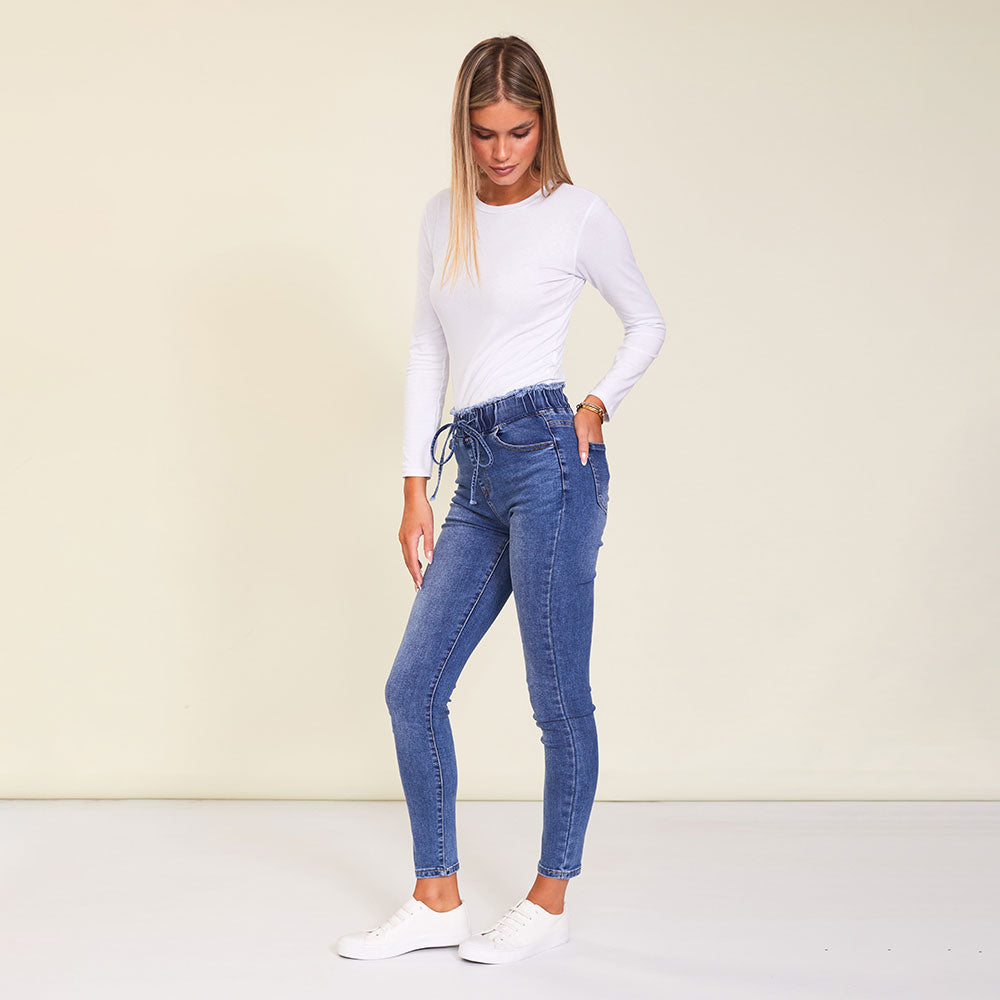 Dana Drawstring Classic Jeggings (Blue)