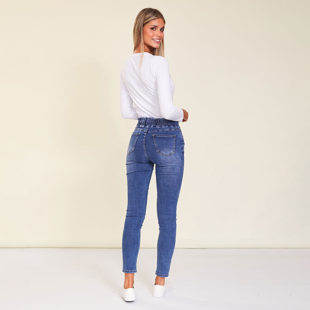 Dana Drawstring Classic Jeggings (Blue)