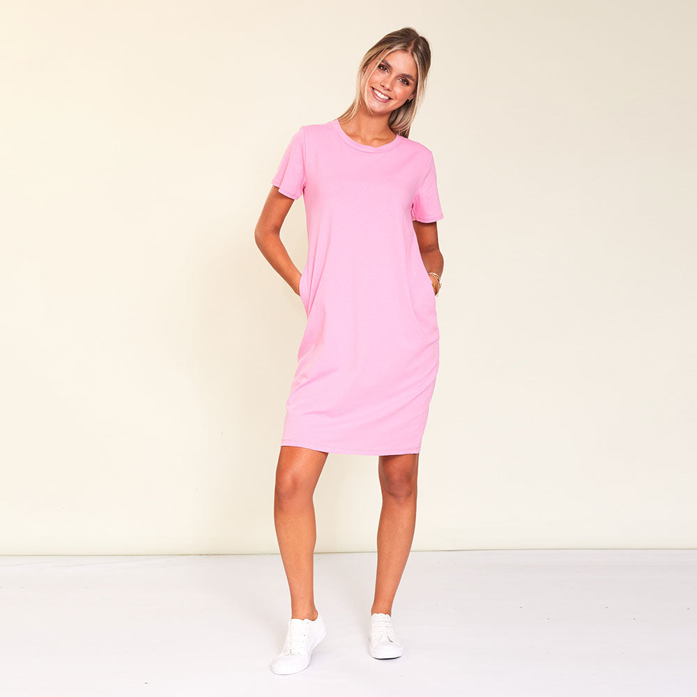 Kinsley T-Shirt Dress (Pink)