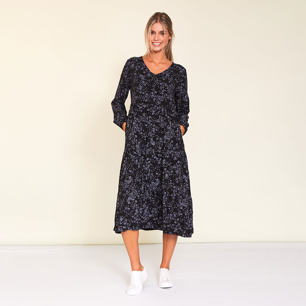 Sofia Dress (Black Floral)