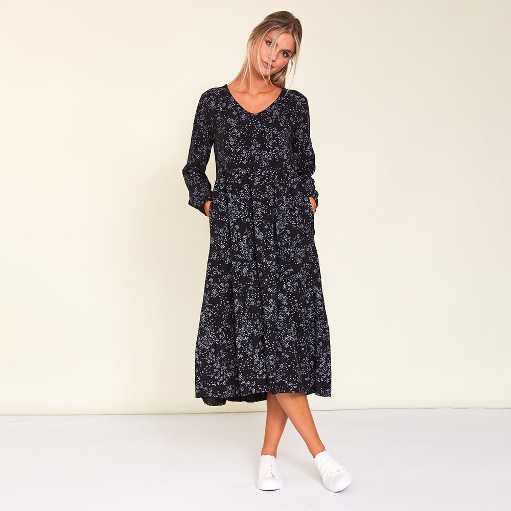 Sofia Dress (Black Floral)