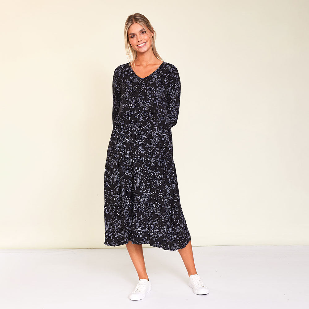 Sofia Dress (Black Floral)