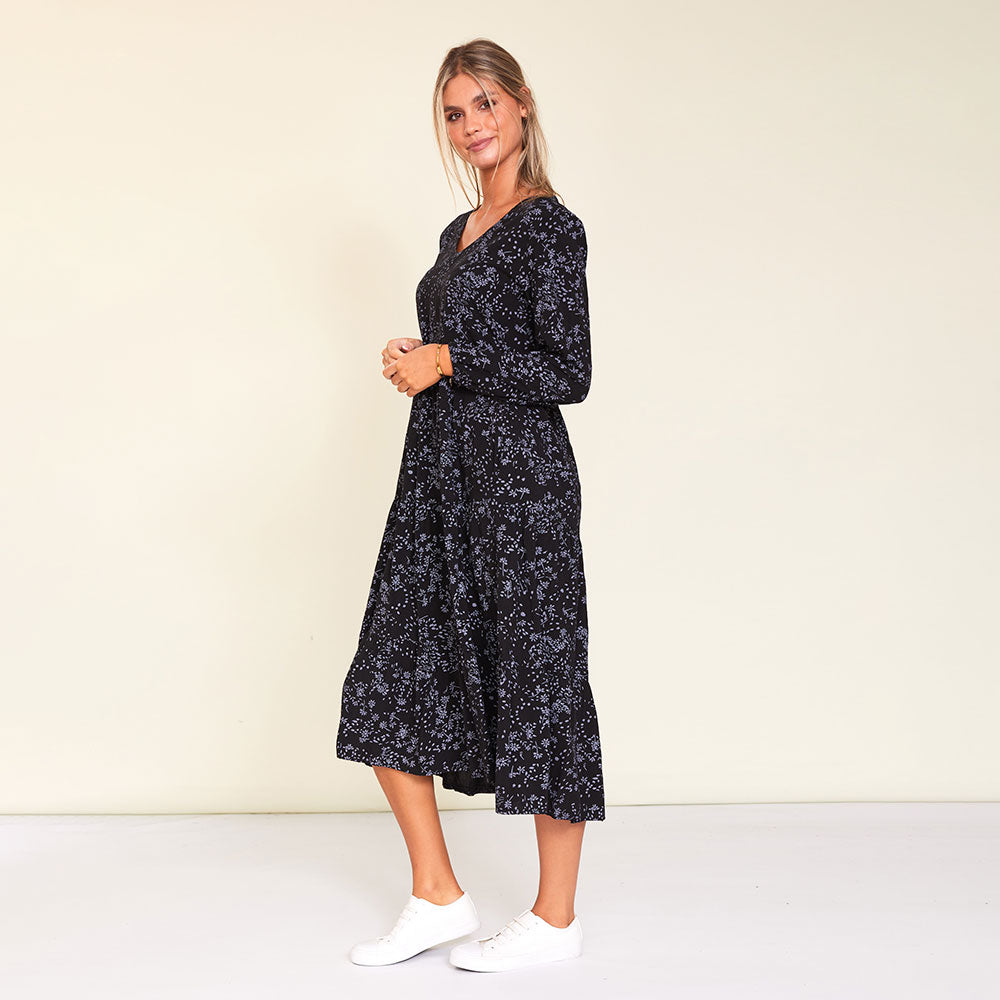 Sofia Dress (Black Floral)