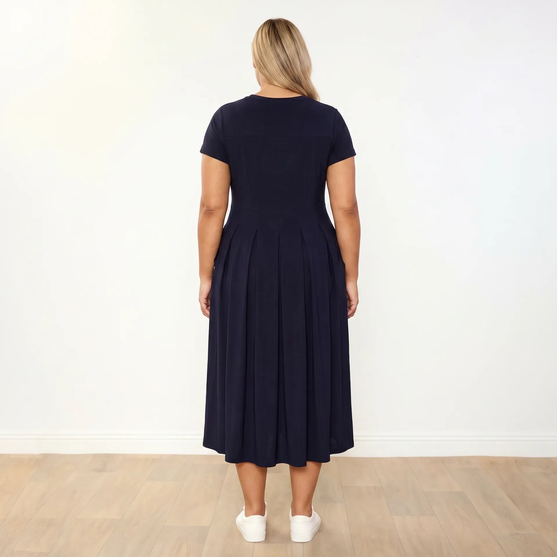 Polly Dress Navy - Plus Size back view