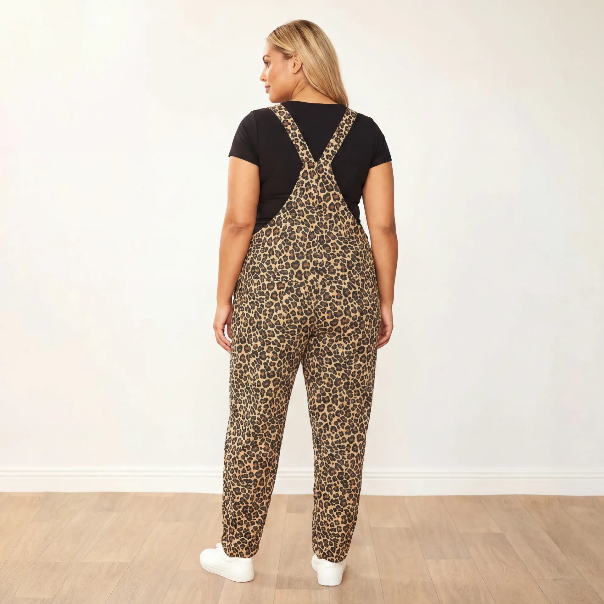 Ashley Dungaree in leopard print – women's dungarees – view 4