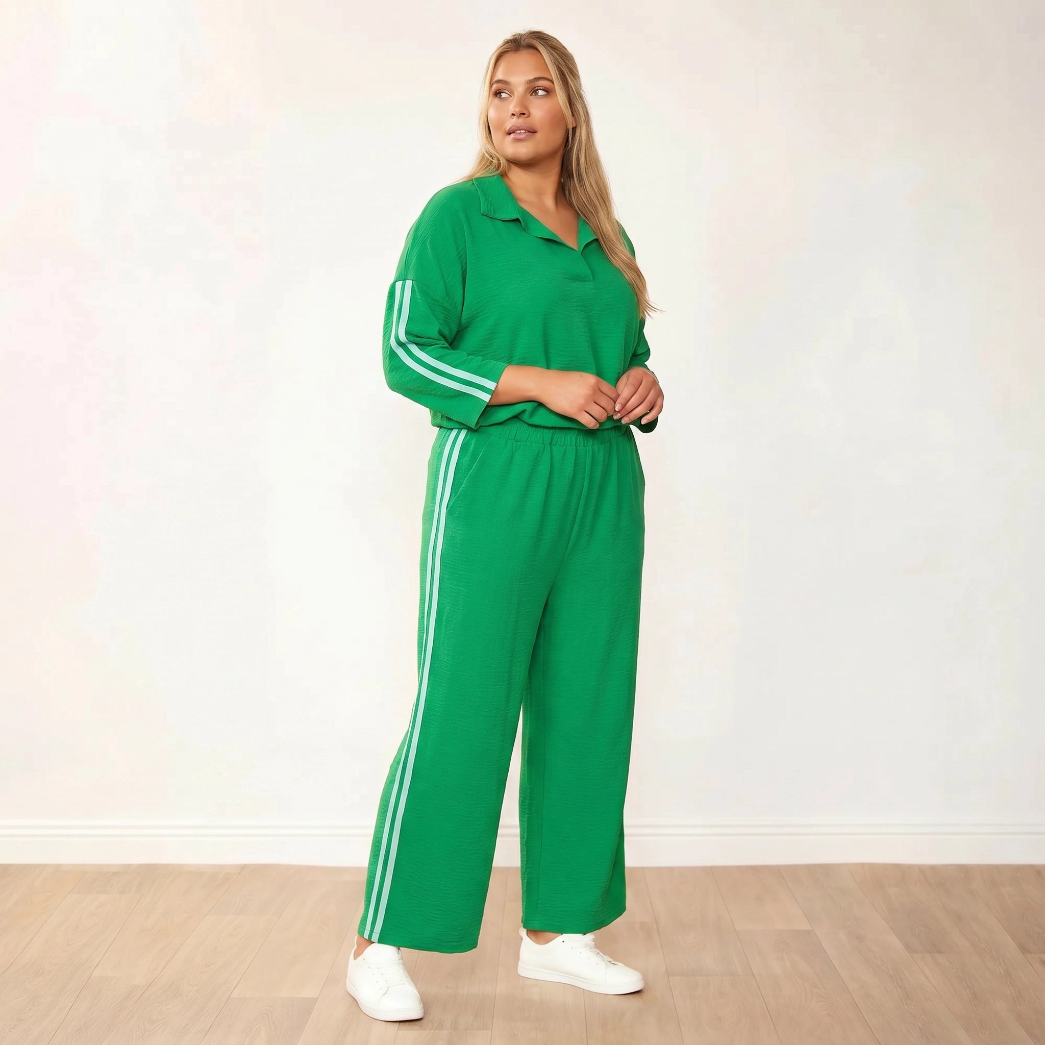 Clara Co-Ord in green and mint stripe – women's co-ord set – view 25