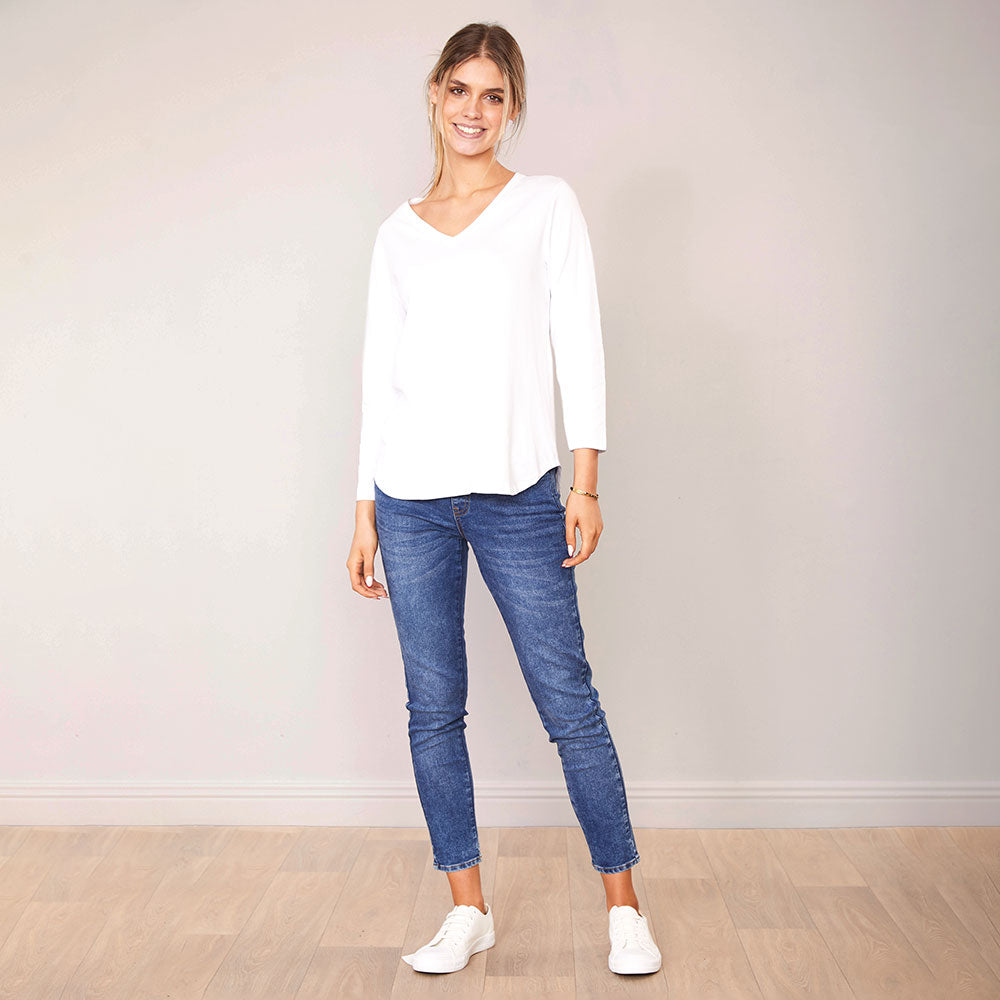 Lea Top V Neck (White)