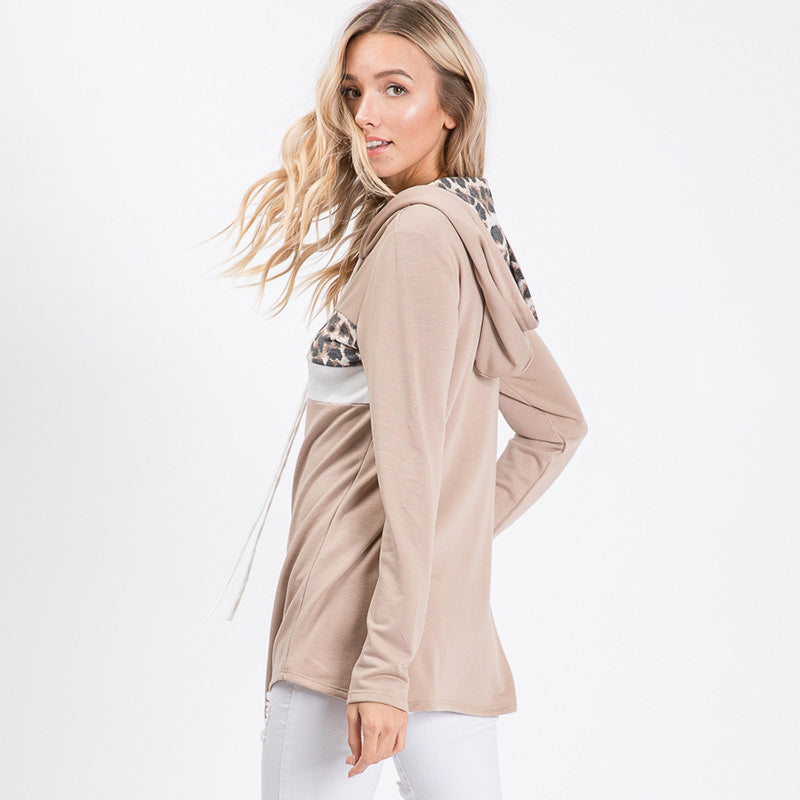 Lena Leopard Hoody Beige