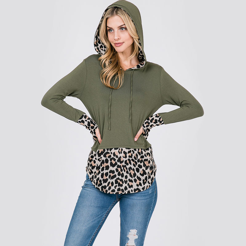 Two Tone Leopard Hoody