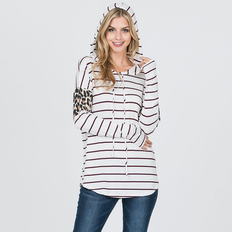 Stripe Leopard Hoody Black