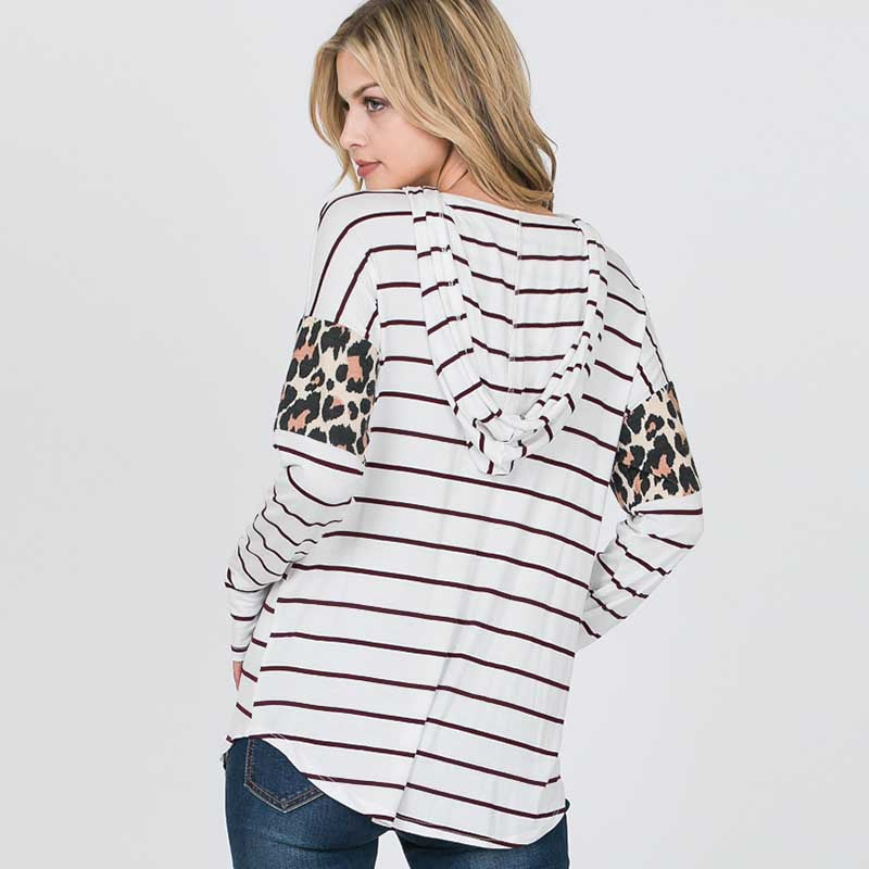 Stripe Leopard Hoody Black