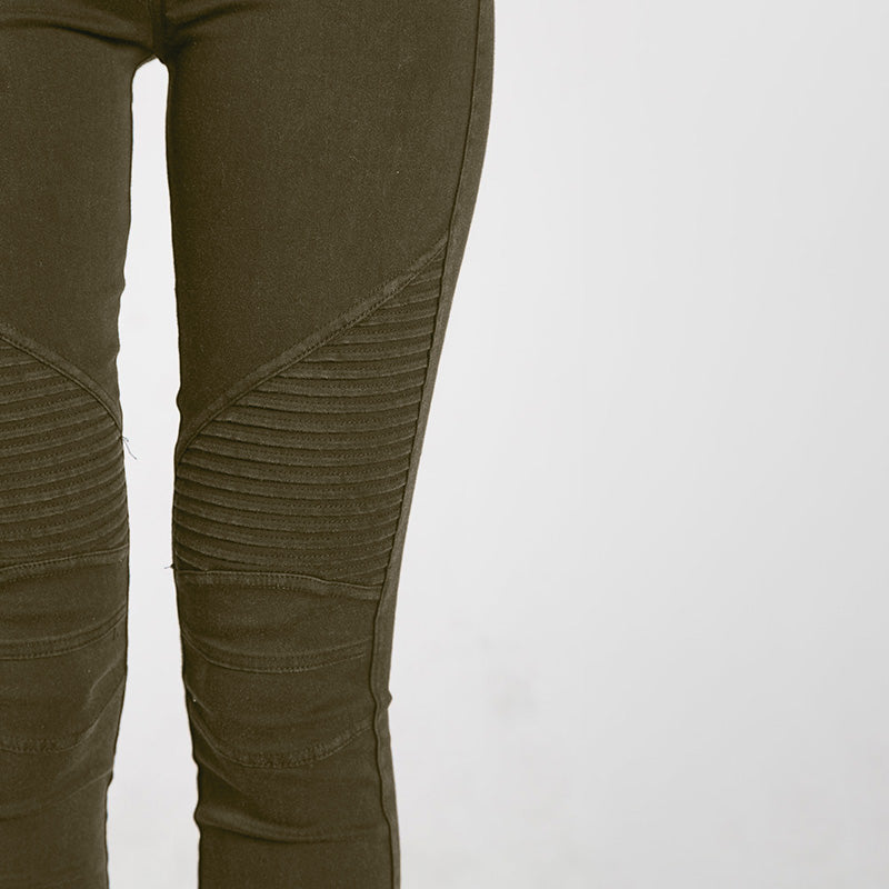 Moto Pleated Jeggings Khaki