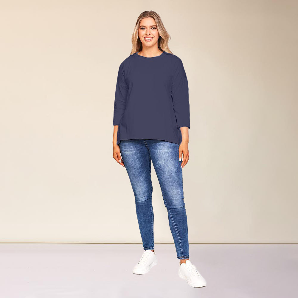 Riley Crew Neck Top (Navy)