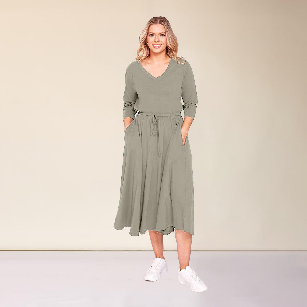 Ava Dress (Khaki) - The Casual Company