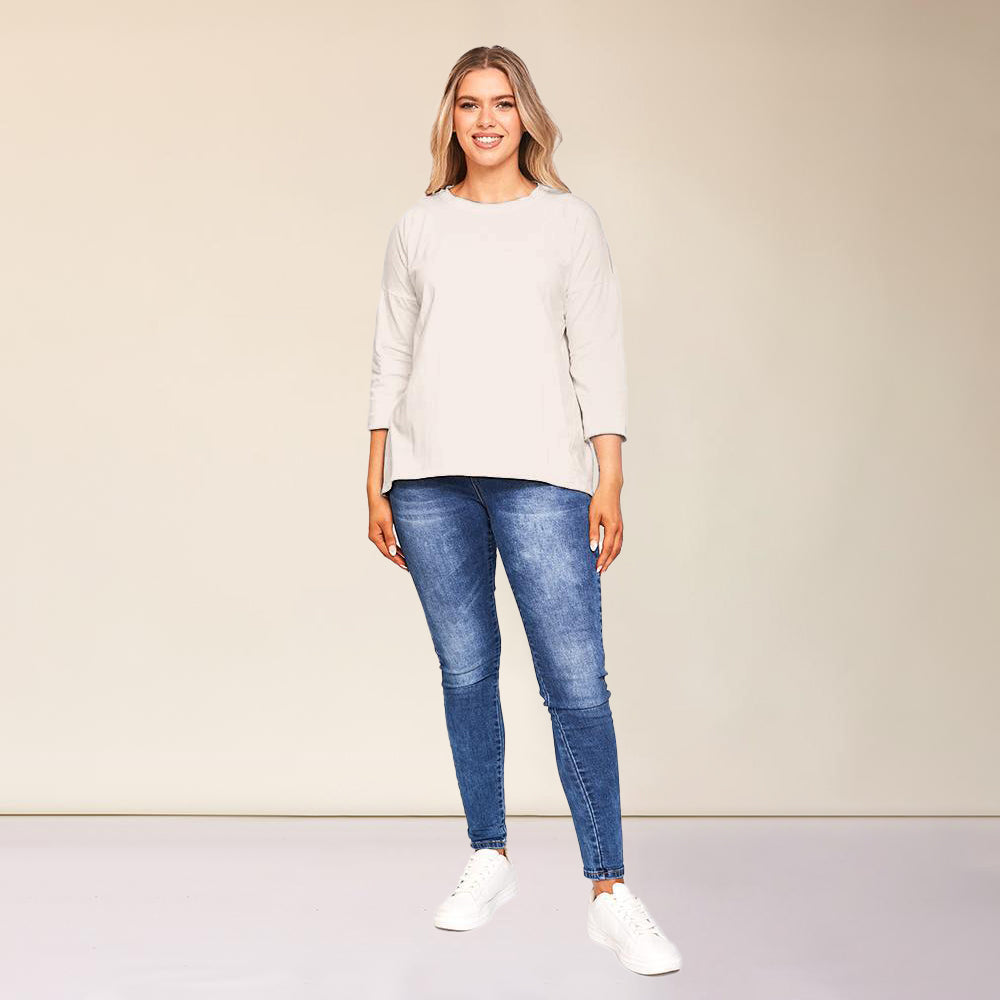 Riley Crew Neck Top (Stone)