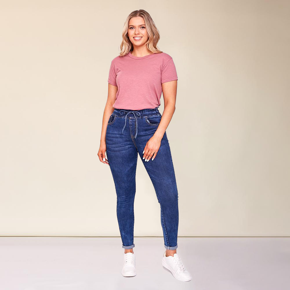 Dana Drawstring Classic Jeggings (Dark Blue)