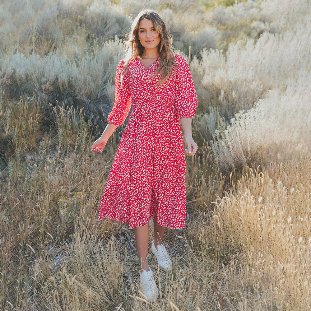 Daisy Dress (Red Floral)