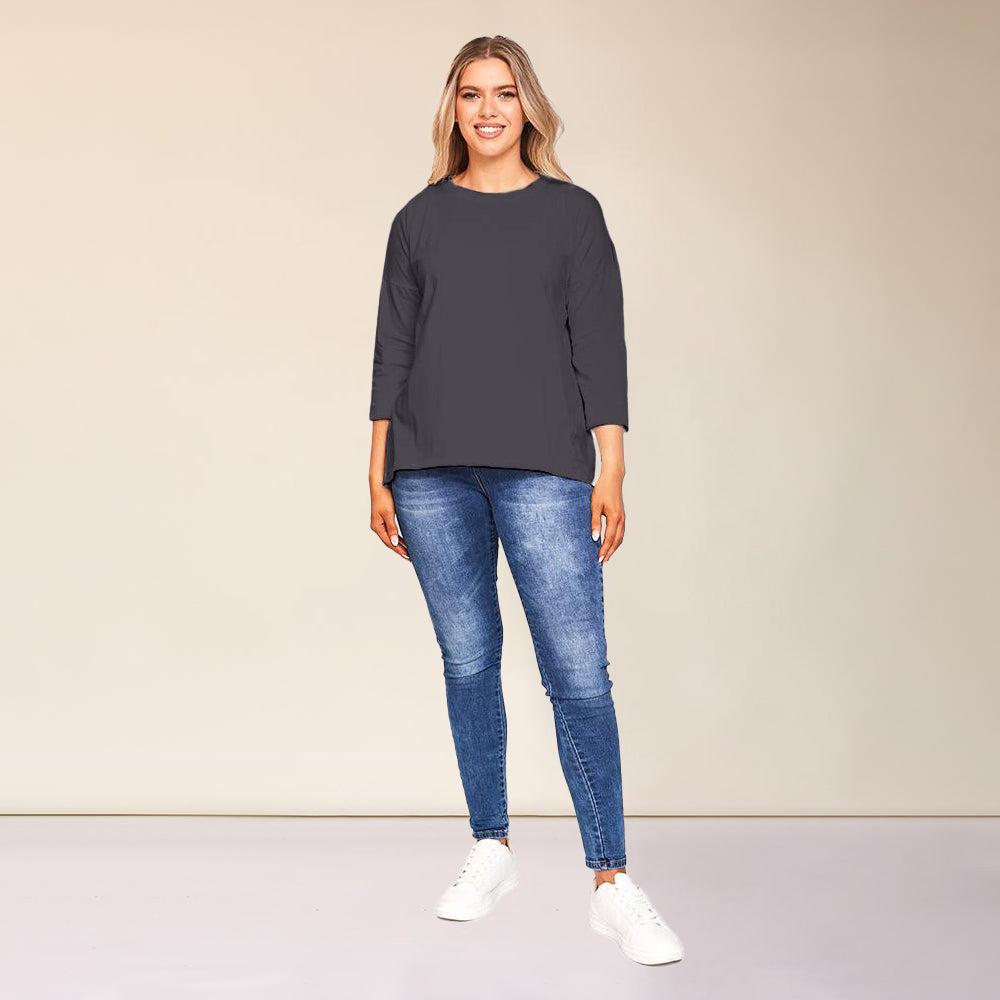 Riley Crew Neck Top (Black)