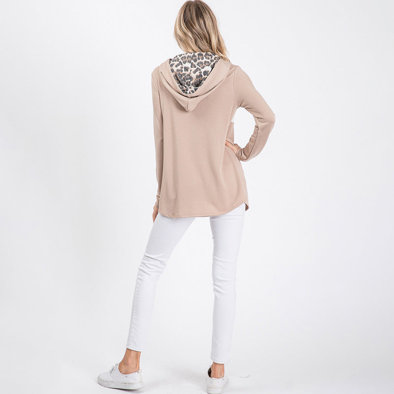 Lena Leopard Hoody Beige