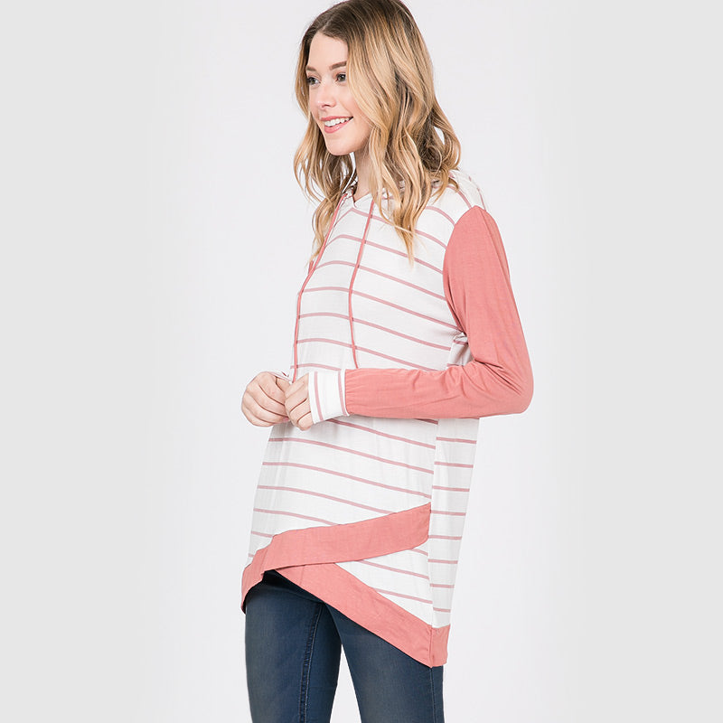 Wendy Wrap Stripe Hoody Pink