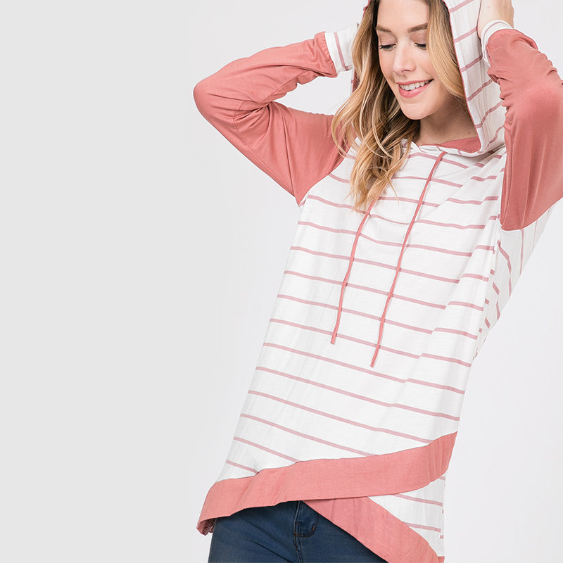 Wendy Wrap Stripe Hoody Pink