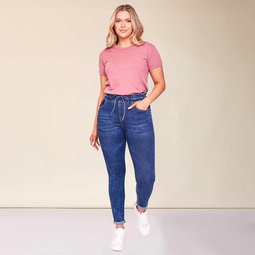 Dana Drawstring Classic Jeggings (Dark Blue)