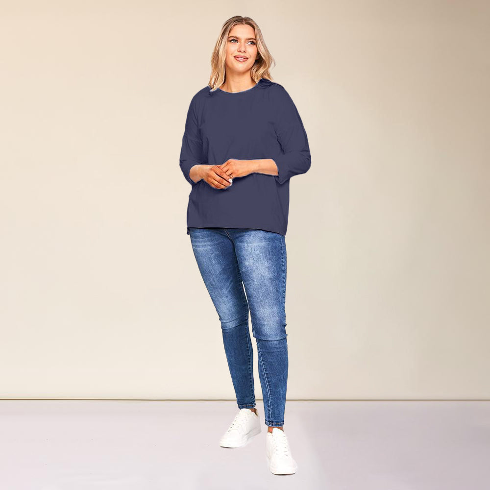 Riley Crew Neck Top (Navy)