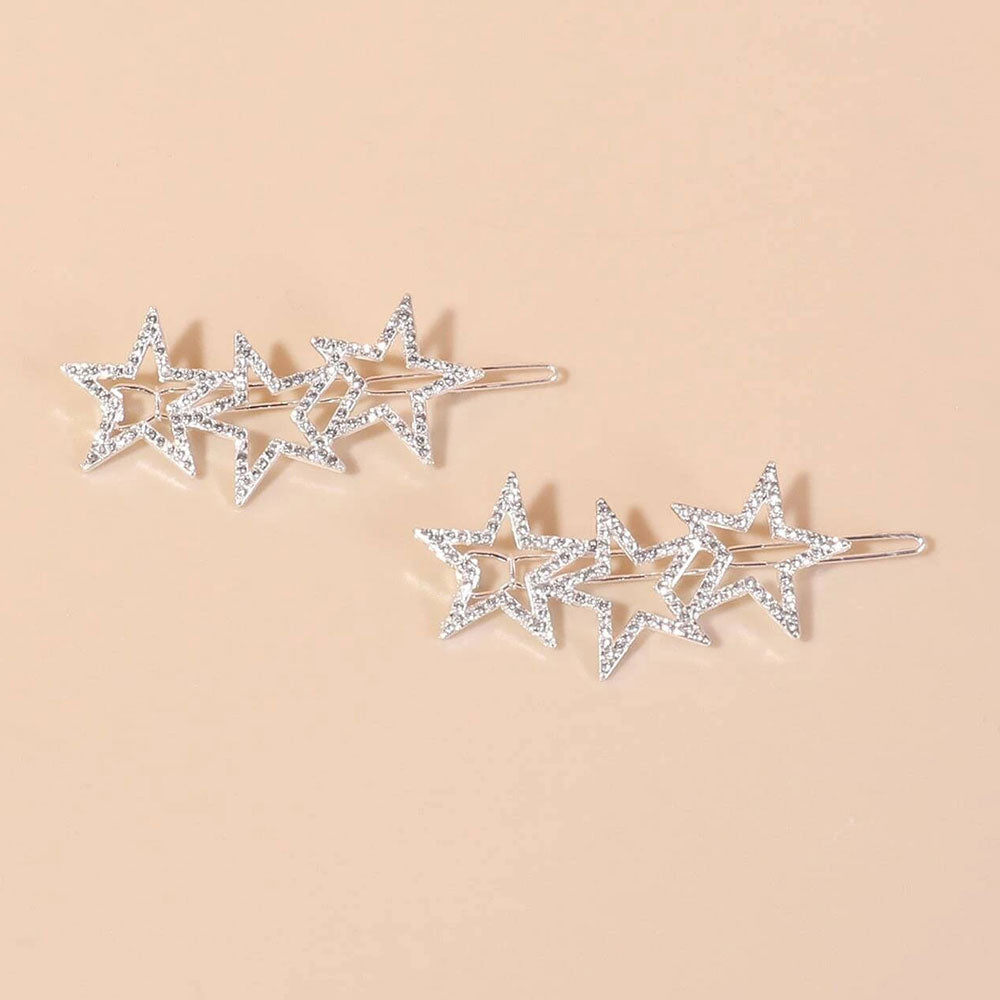 2pcs Star Hair Clip (Silver)j - The Casual Company