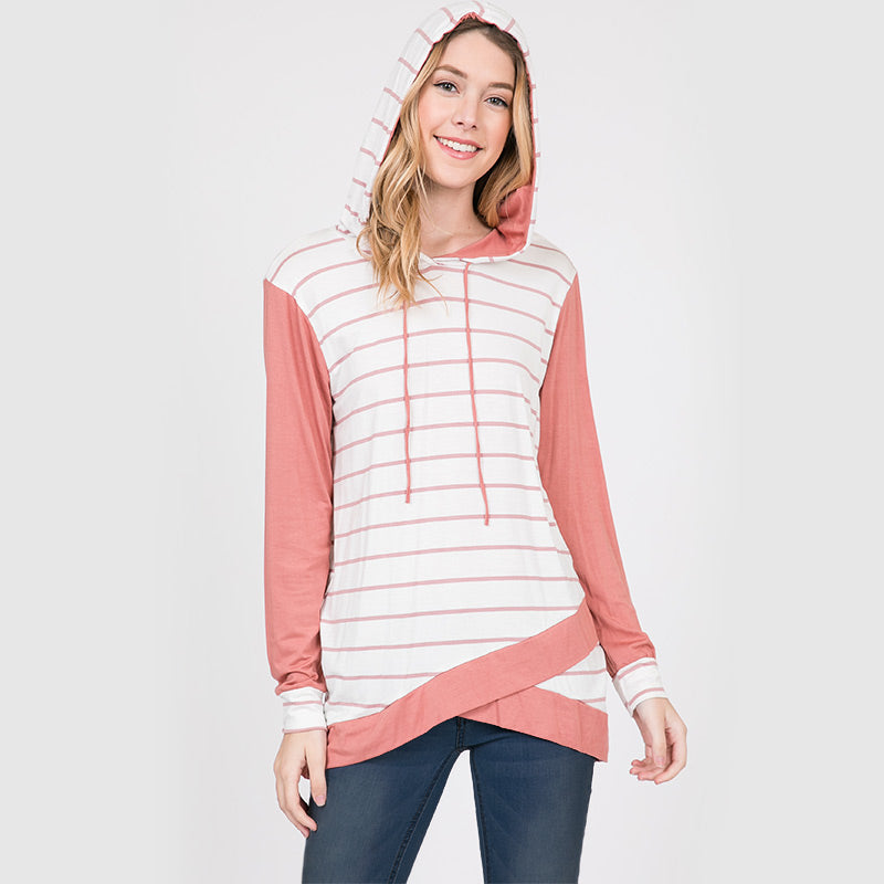 Wendy Wrap Stripe Hoody Pink