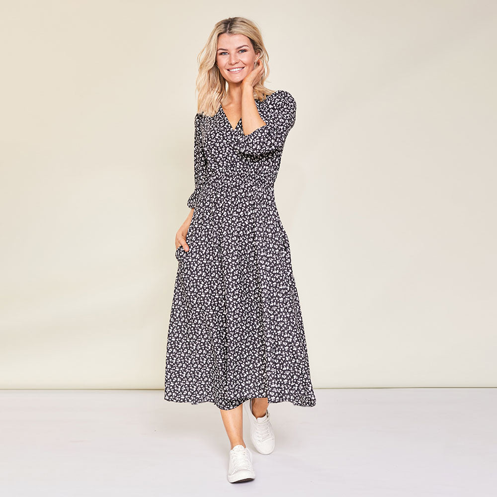 Daisy Dress (Black Floral)