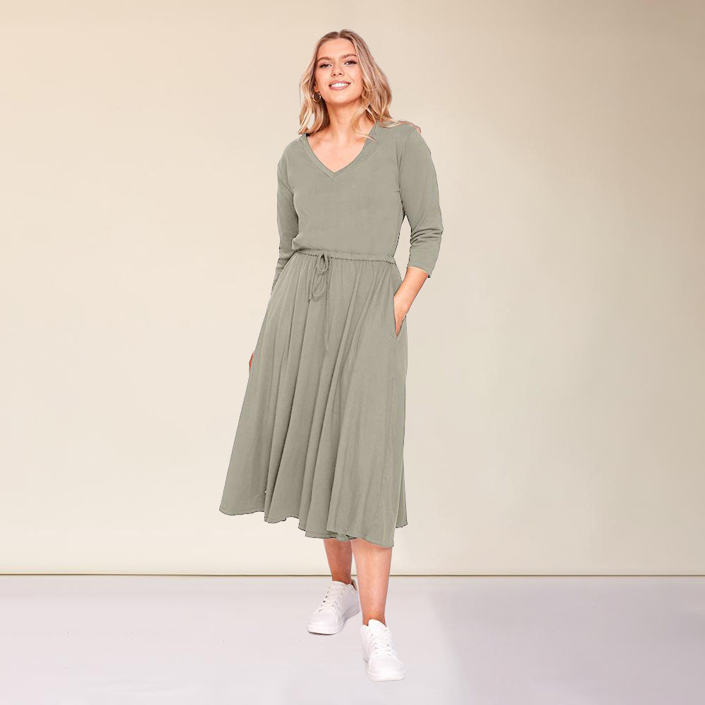 Ava Dress (Khaki) - The Casual Company