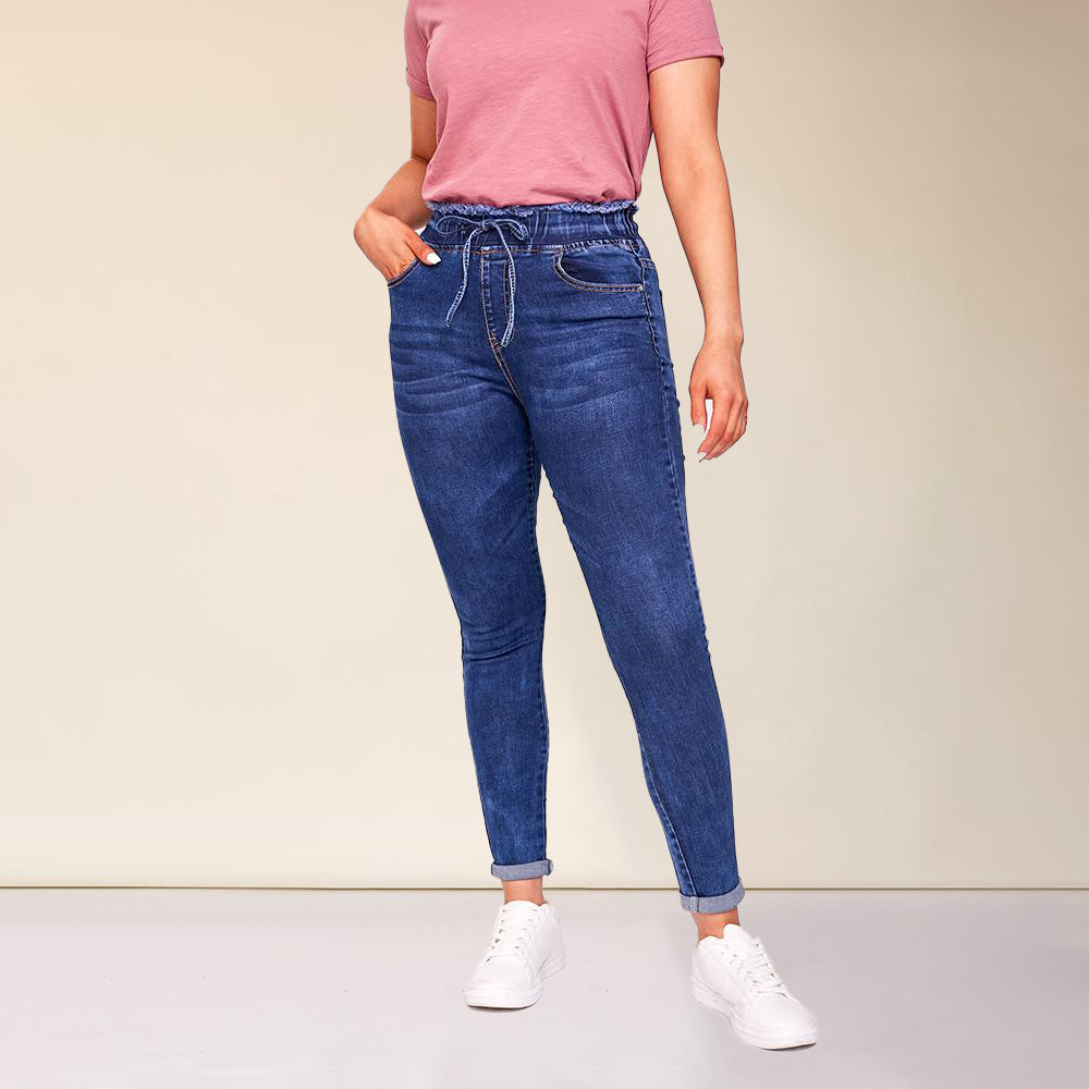 Dana Drawstring Classic Jeggings (Dark Blue)