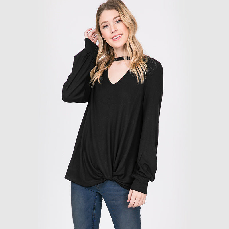 Sandra Puff Sleeve Top Black