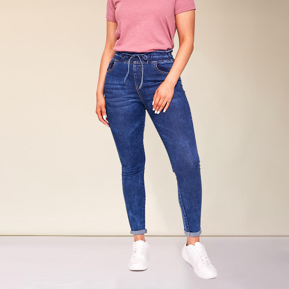 Dana Drawstring Classic Jeggings (Dark Blue)