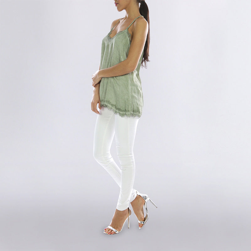 Classic Lace Tank Top Khaki