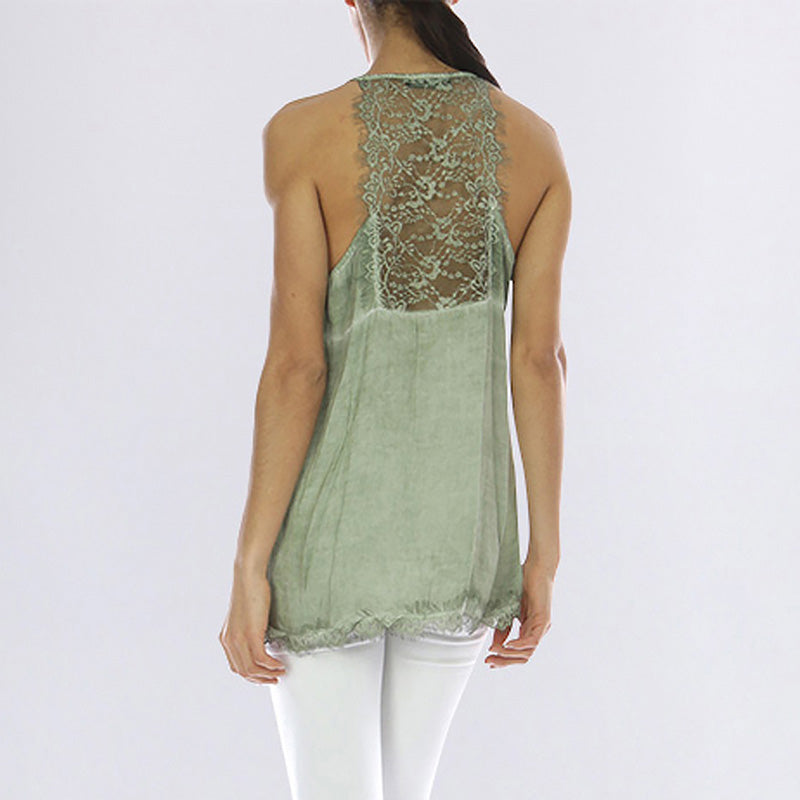 Classic Lace Tank Top Khaki