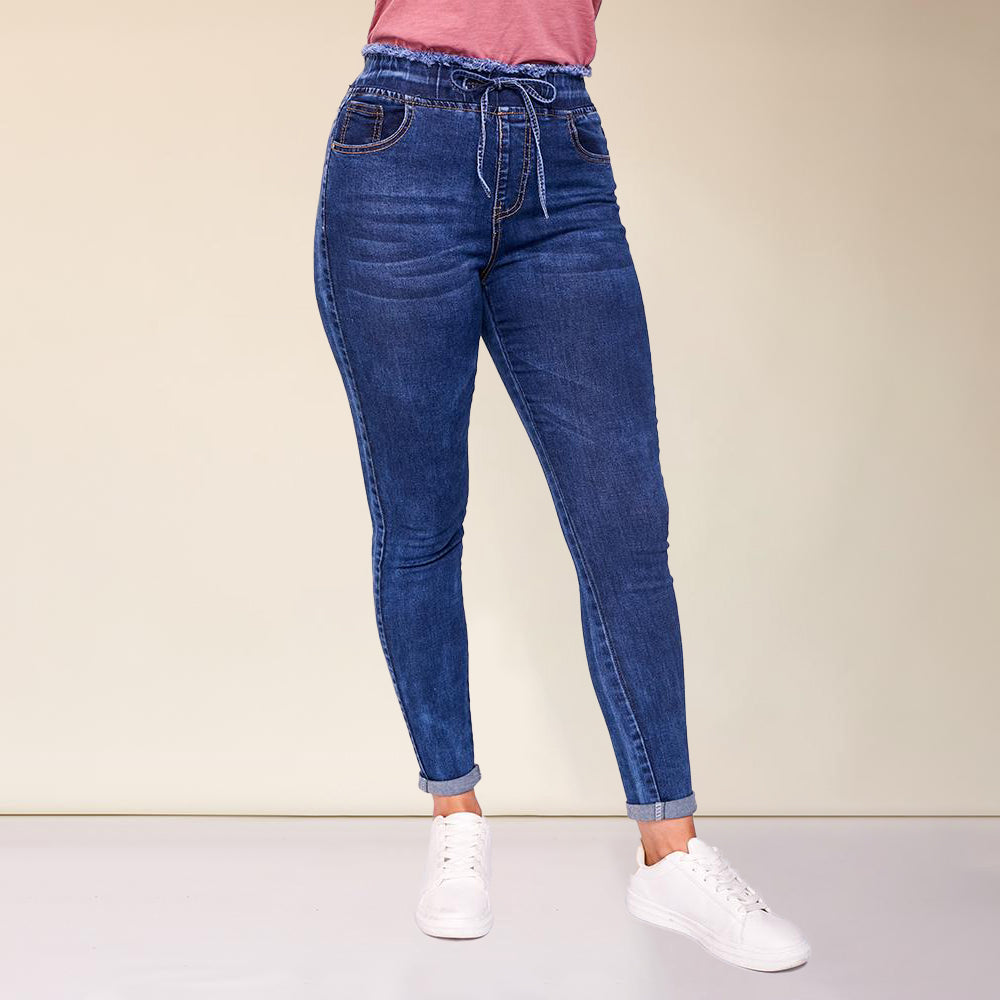 Dana Drawstring Classic Jeggings (Dark Blue)