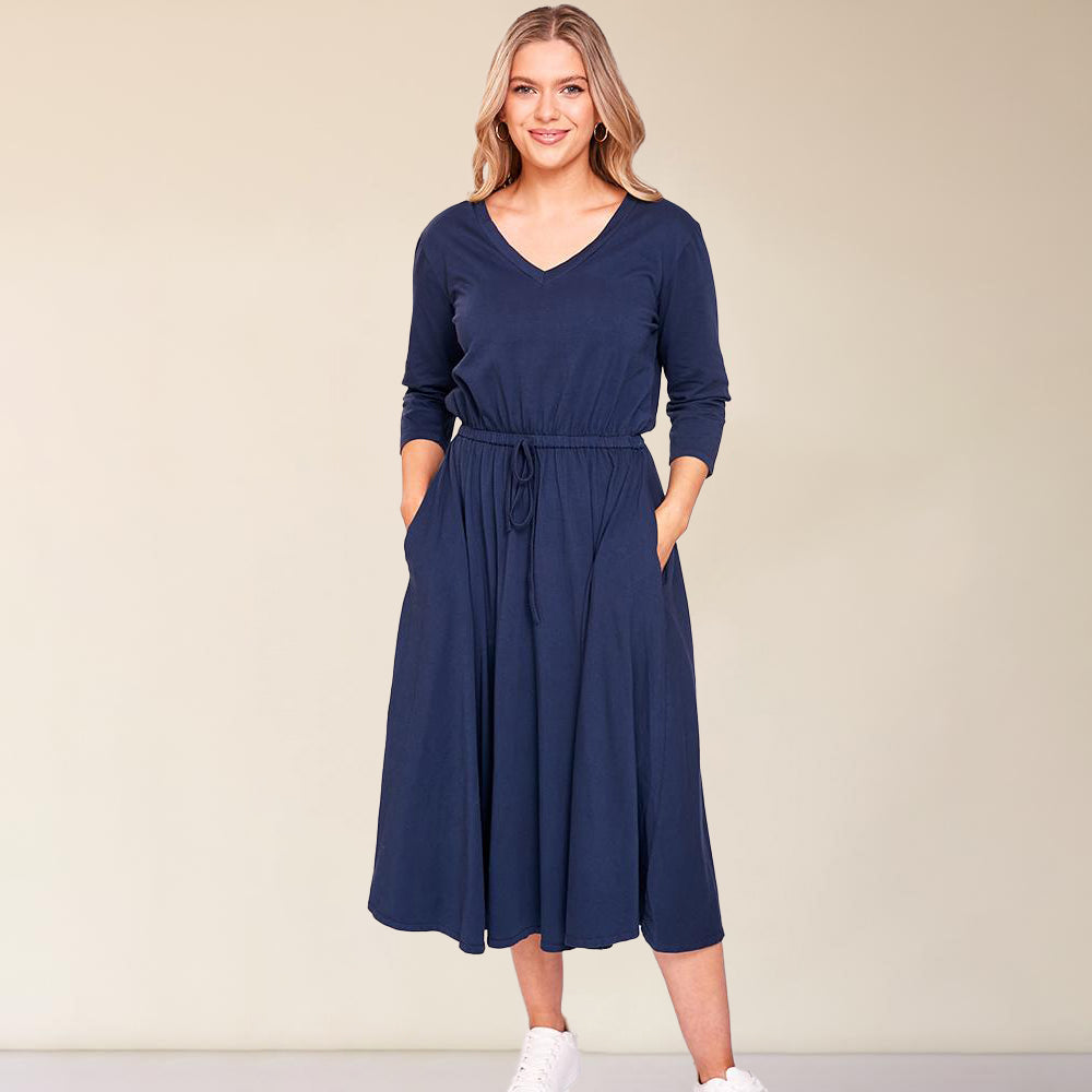 Ava Dress (Navy) - The Casual Company